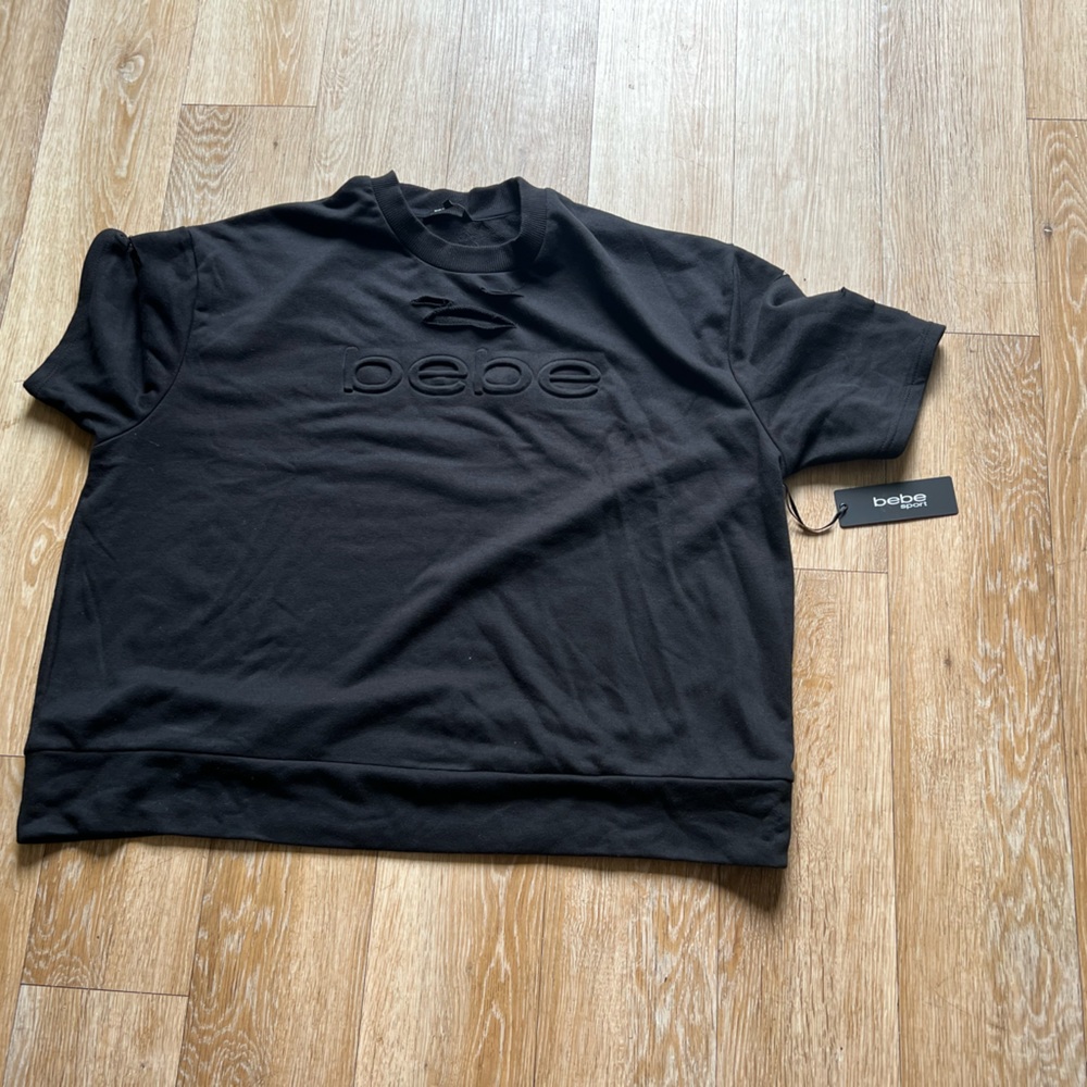 NWT BeBe oversized distressed t shirt black